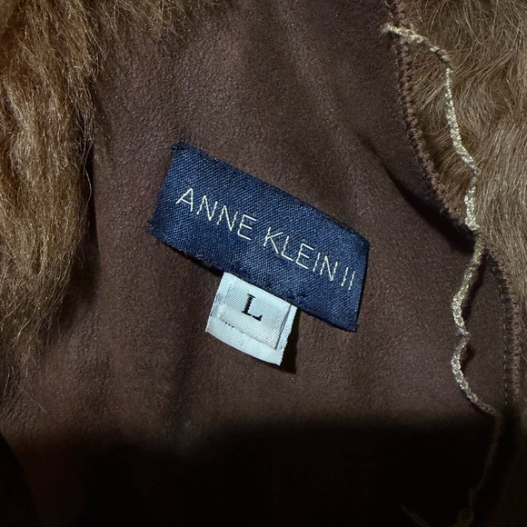 Anne Klein Tan Teddy Jacket with Faux Fur Trim - Picture 8 of 8